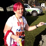 Hehe, this is about 90 seconds after I finished the marathon :) I look really happy at having my photo taken don't I :-)