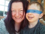 The blue ninja turtle Ethan and the purple princess!