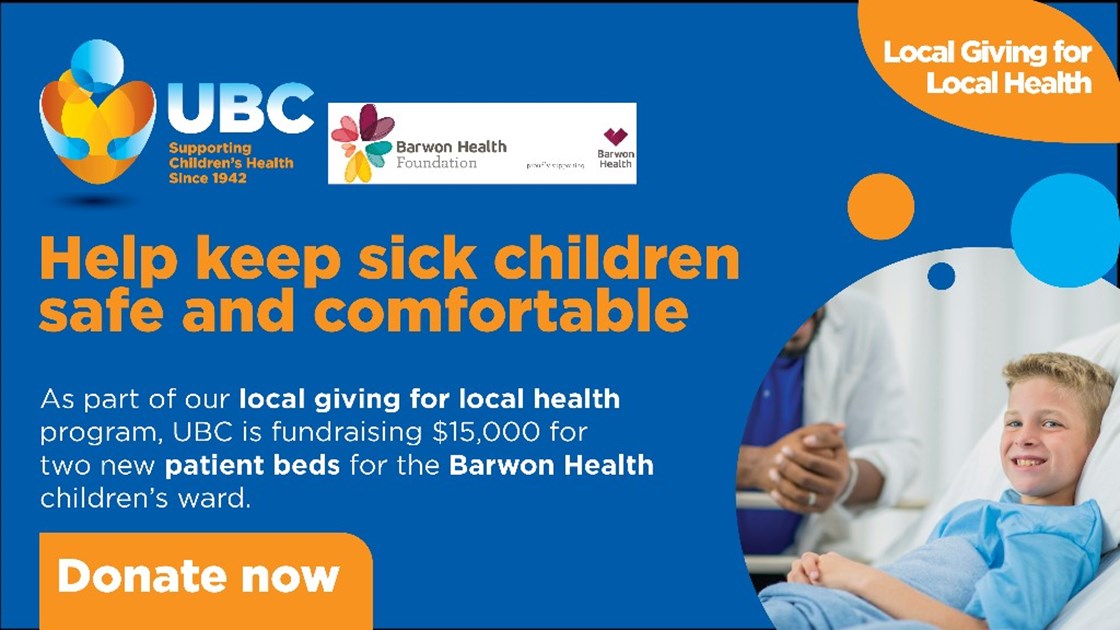 Help keep sick children safe and comfortable at Barwon Health UBC Local Giving for Local