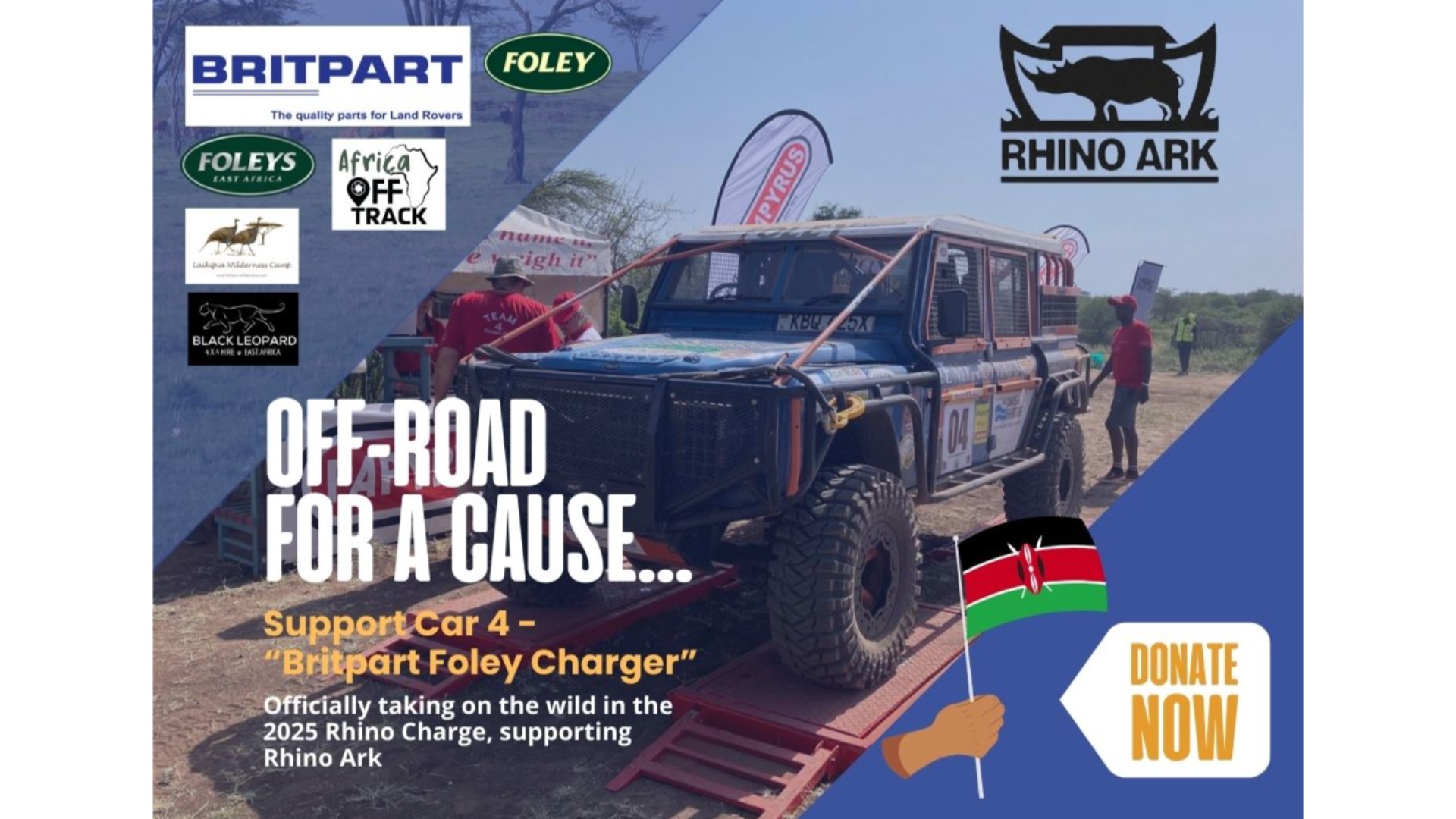 Britpart Foley Charger is fundraising for Rhino Ark