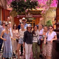 Michael, Lara, Kareen, Natalia, Issam and Alexander Fares with friends who fell in love with Lebanon