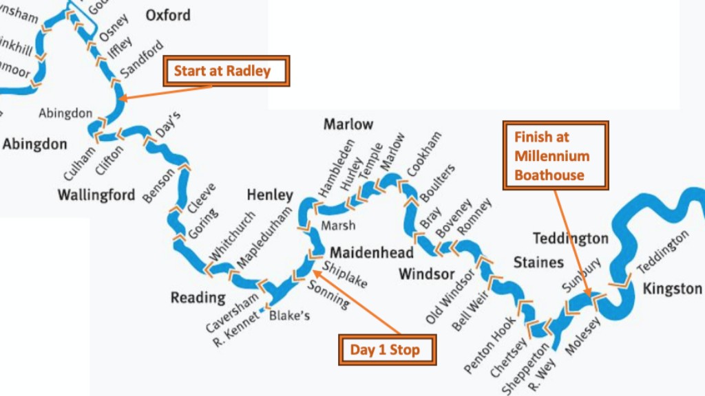 80 mile Row on River Thames from Oxford to Hampton JustGiving