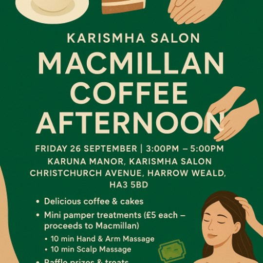 Macmillan Coffee Afternoon 26th Sept 2025 3PM-5PM
