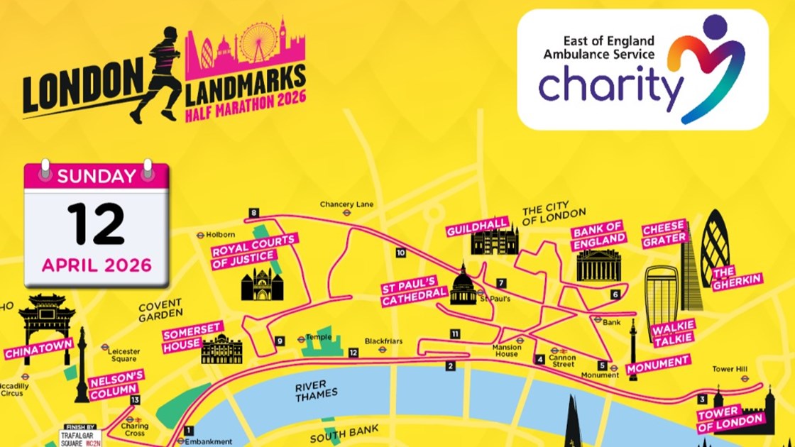 London Landmarks Half Marathon 2026 for East of England Ambulance