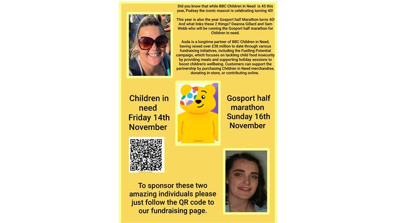 ASDA FAREHAM is fundraising for BBC Children in Need