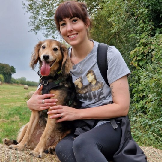 One woman and her dog go walkies for the MS Society
