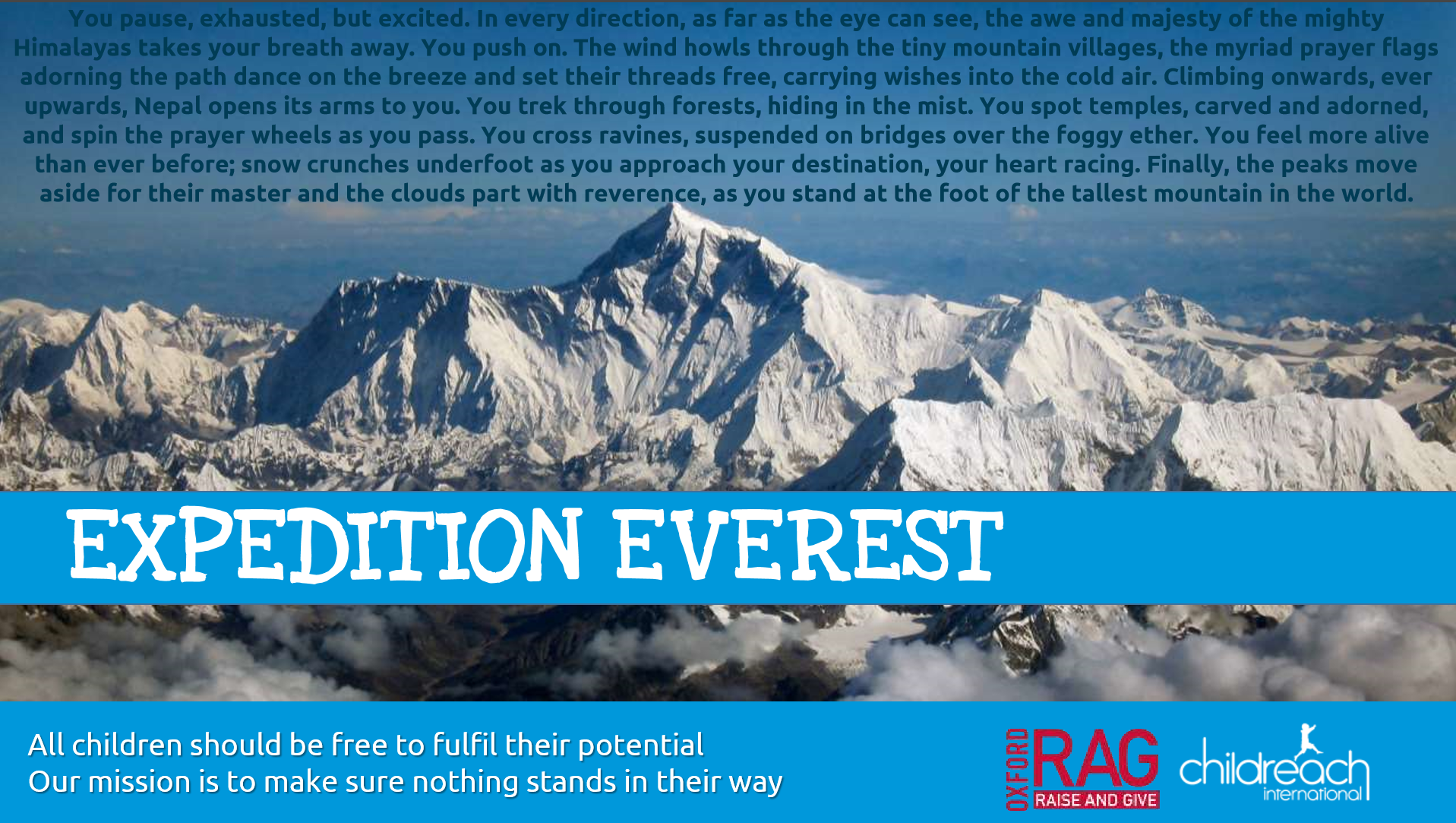 Crowdfunding To Go On A Trekking Trip To Mount Everest Base Camp To Help The Charity Childreach International On Justgiving